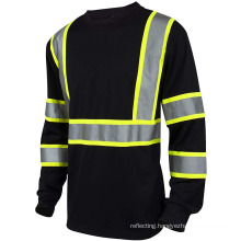 Black Two Tone Long Sleeve Safety Shirt High Visibility Long Sleeve Shirts Reflective Safety Clothing